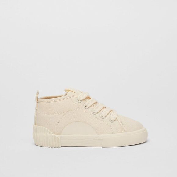 Zara COTTON HIGH-TOP SNEAKERS Pink Cream - Picture 5 of 7